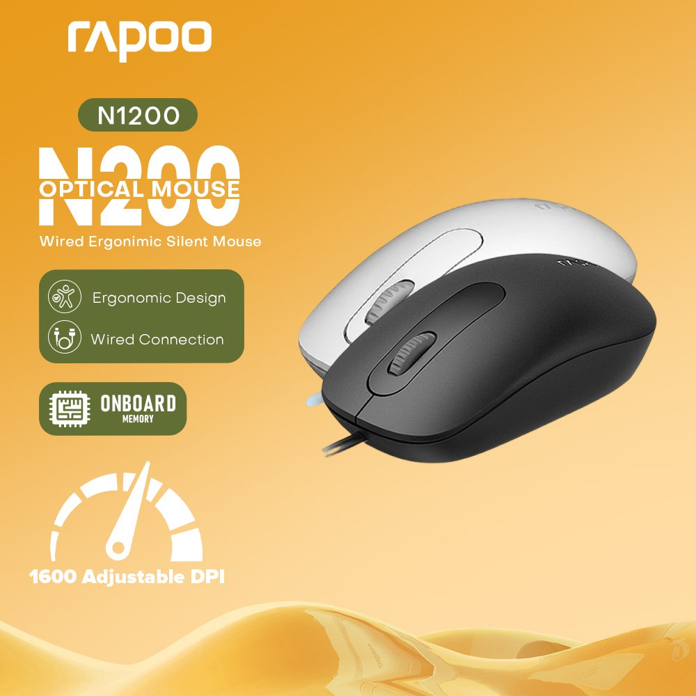 Rapoo N200/N120/N1600 USB Wired Mouse 1000 DPI Optical Tracking Home Office Mouse for PC Laptop