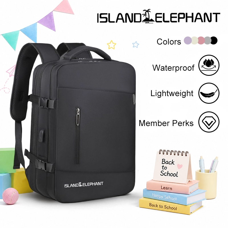ISLAND ELEPHANT 17 inch Laptop Bag Waterproof Travel Expandable Outdoor Backpack