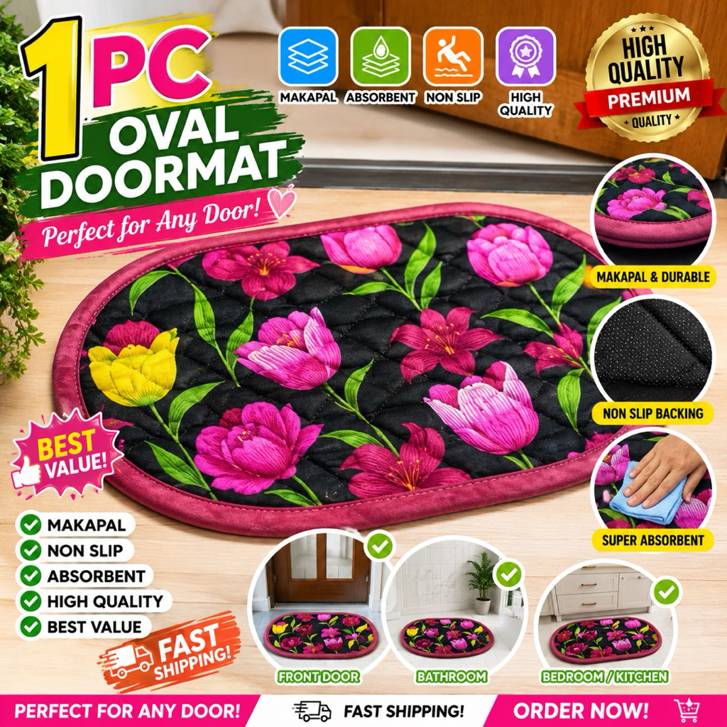 1PC OVAL DOORMAT 13x18 MEDIUM SIZE HIGH QUALITY | ANTI-SLIP | DIRECT PATAHIAN