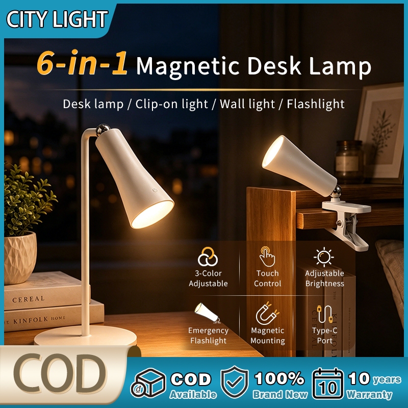 6-in-1 Magnetic Table Lamp LED Study Lamp Desk Lamp rechargeable Flashlight Clip-on lamp Wall lamp