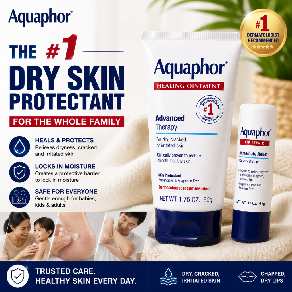 Aquaphor Healing Cream Advanced Therapy Duo Set Dry Skin Repair Lip Care Moisturizer Skin Protect