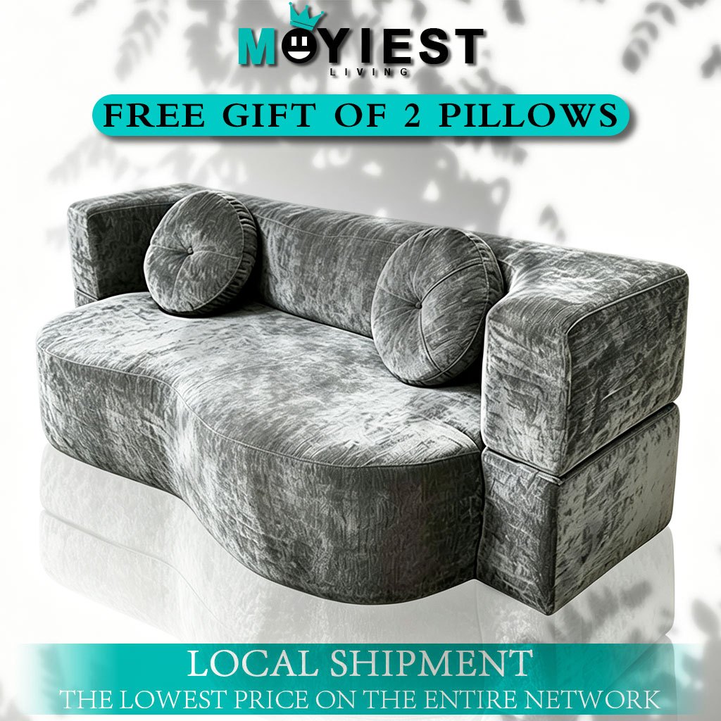 Boneless sofa bed, velvet fabric, double folding compression sofa