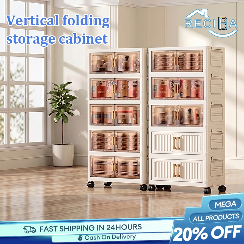 RECIBA 50-70cm Plastic Folding Storage Cabinet Organizer Foldable Gap Storage Cabinet Box