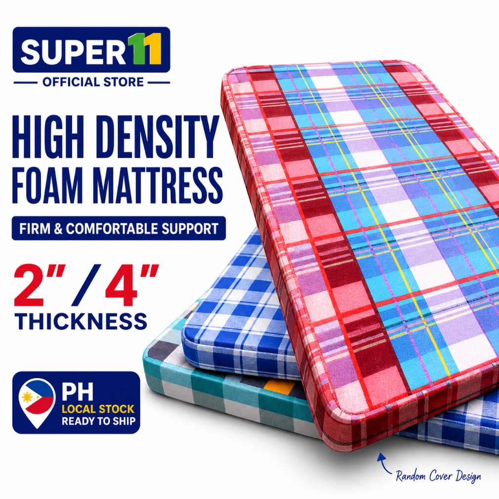 SUPER11 High Density Foam Mattress with Cover 2/4 Inch Bed Foam Single Queen Family Size