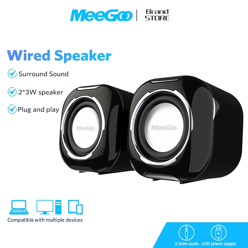 MeeGoo Mini Computer Speaker Stereo USB Wired Powered for PC Laptops Smartphone Multimedia Speaker