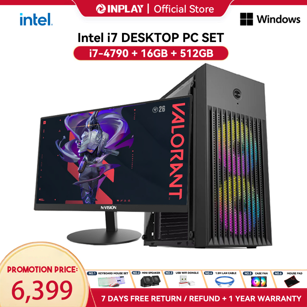 Intel Core i5 / i7 Desktop Computer Quad-Core 8 Thread 16GB RAM 512GB SSD Full Set Pc Computer
