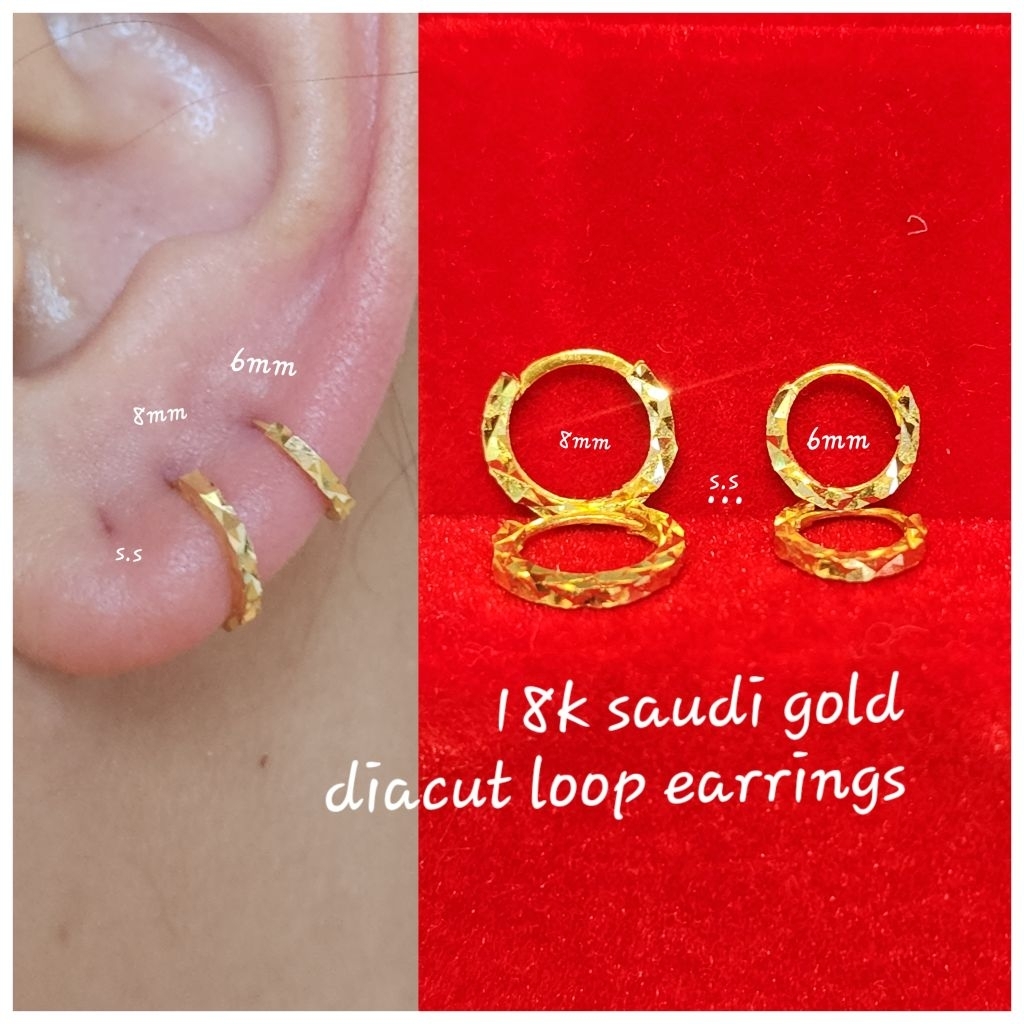 PAWNABLE DIACUT LOOP earrings 18K saudi gold