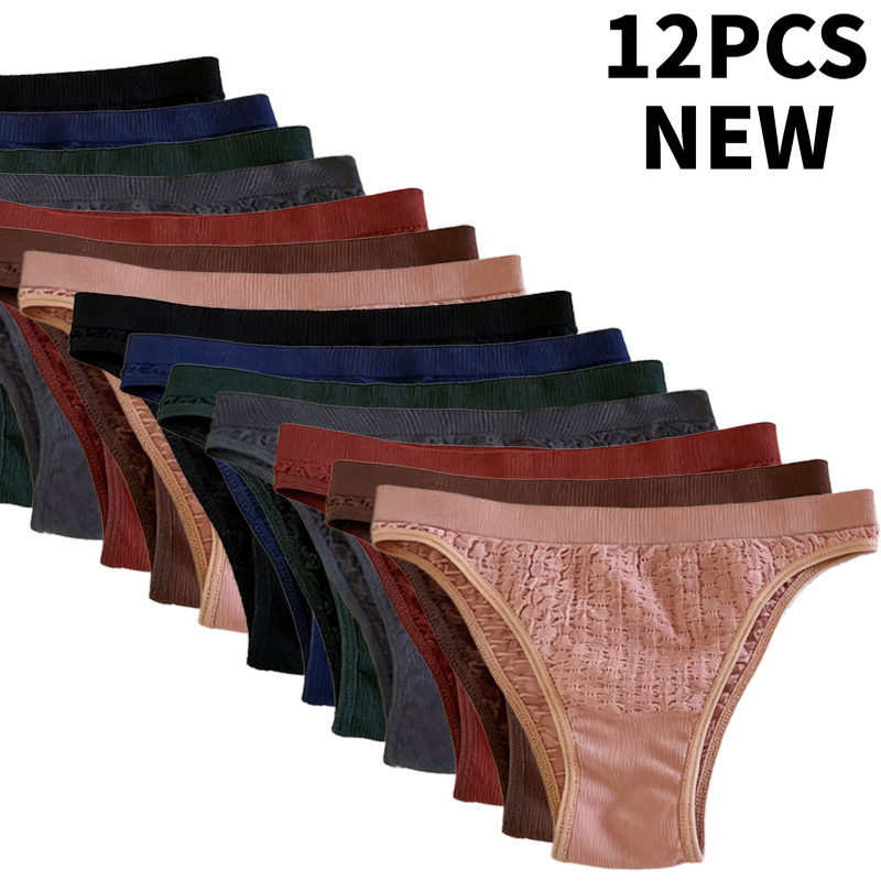 COD 12PCS Bubble Thong Panties Soft T-back Simple Lingerie Womenswear Innerwear Comfortable Breathab