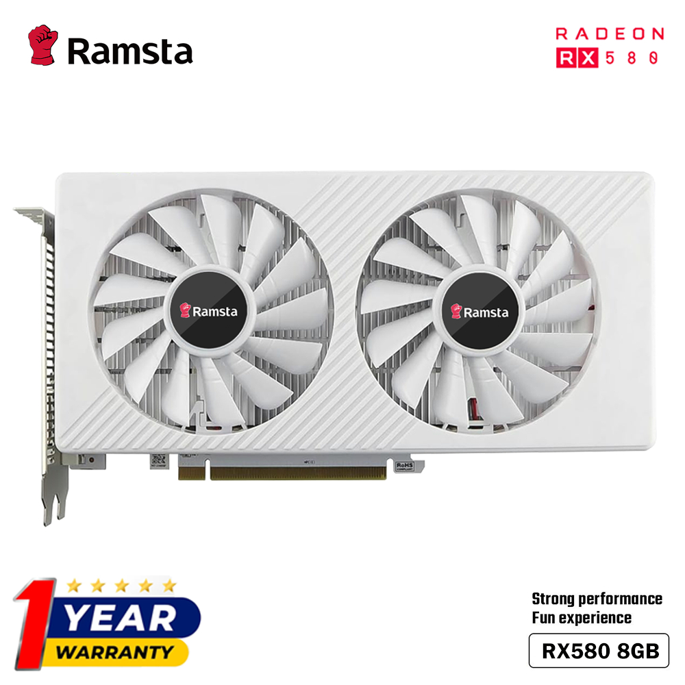 RAMSTA AMD RX580 8GB Graphics Card GDDR5 256Bit Computer GPU Video Card For PC Computer