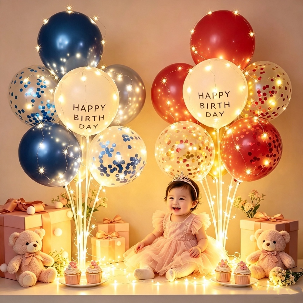 12pcs Balloons Set With LED Light Balloon Tree Stand Holder Wedding Birthday Christening Party Decor