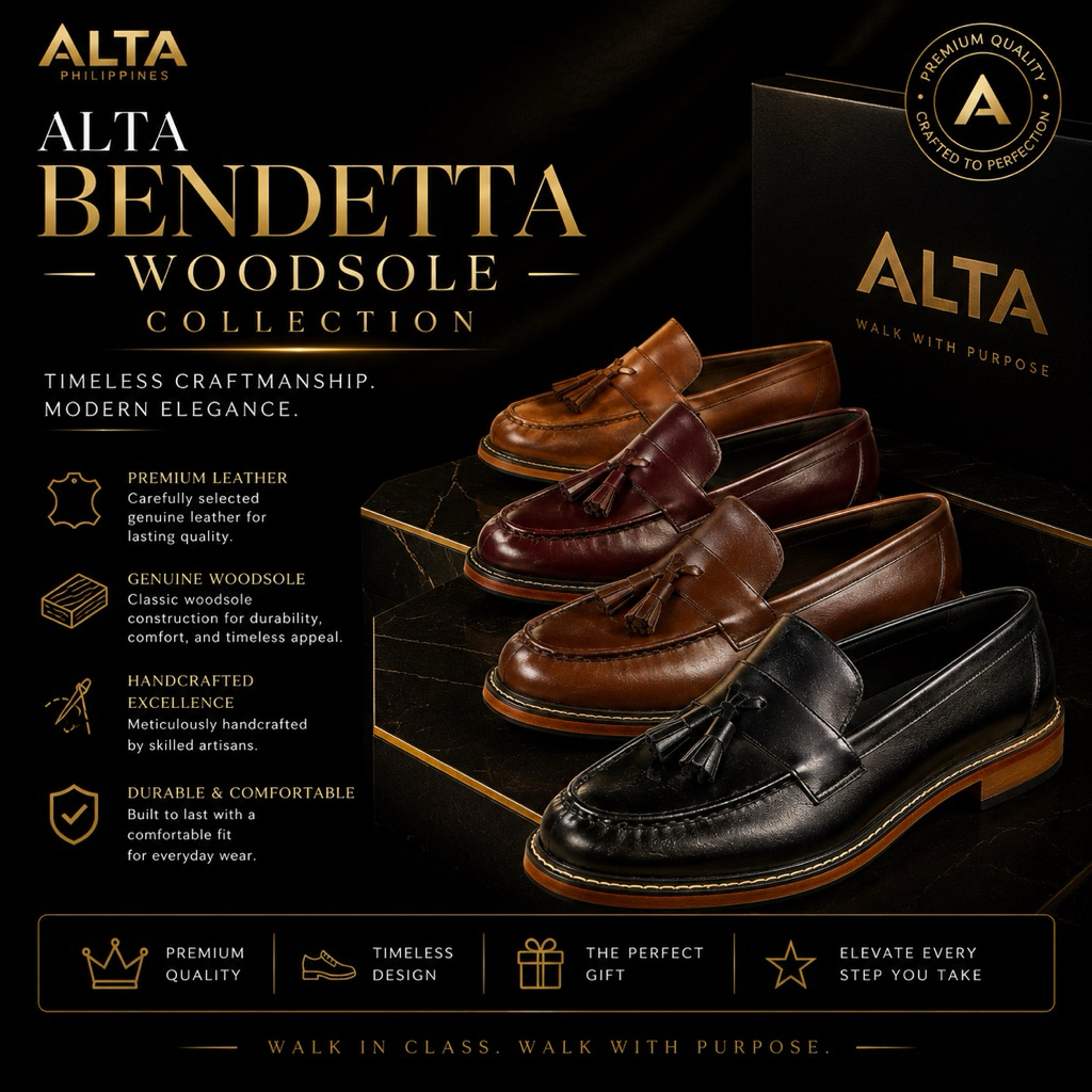 ALTA BENDETTA WOODENSOLE & RUBBERSOLE COLLECTION (MEN) GENUINE LEATHER SHOES- MARIKINA MADE
