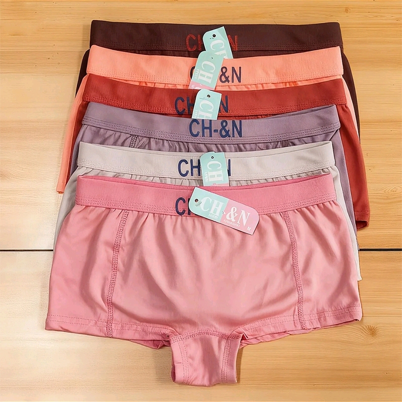 CH&N panty High-waisted Women's Plain Cotton Spandex Underwear 6/12PC Pack Affordable High Quality