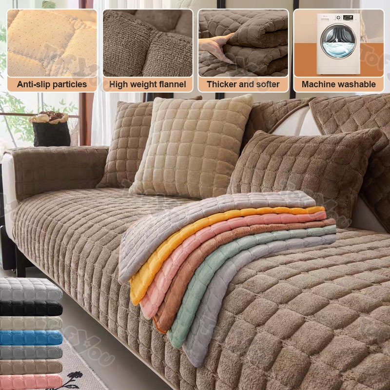 Sofa Cushion Sofa Cover Universal Full Cover Non-slip Thicken Fabric Set L Shape Soft Sofa Cuhsion