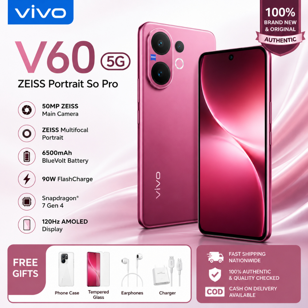 V60 5G 8GB+256GB | Original | Snapdragon 7 Gen 4 | 6500mAh Battery | 90W FlashCharge