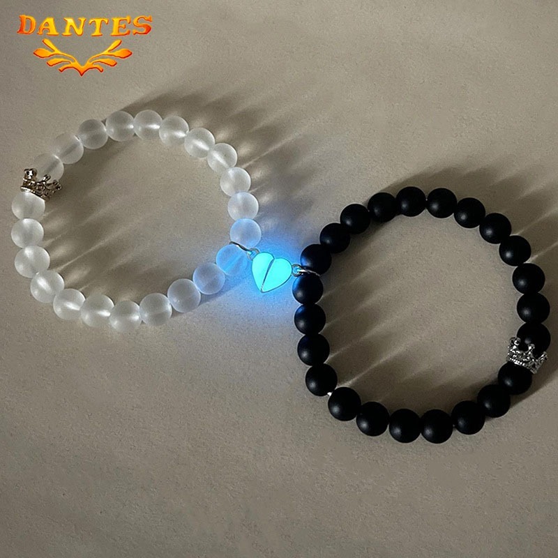 1 Pair of Love Men and Women Luminous Couple Bracelet RomanticLove Beads String Bracelet