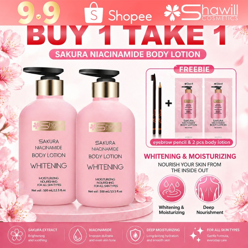 [BUY 1 TAKE 1]Shawill Sakura Niacinamide Body Lotion With SPF35+ Whitening Moisturizes Skin S8004