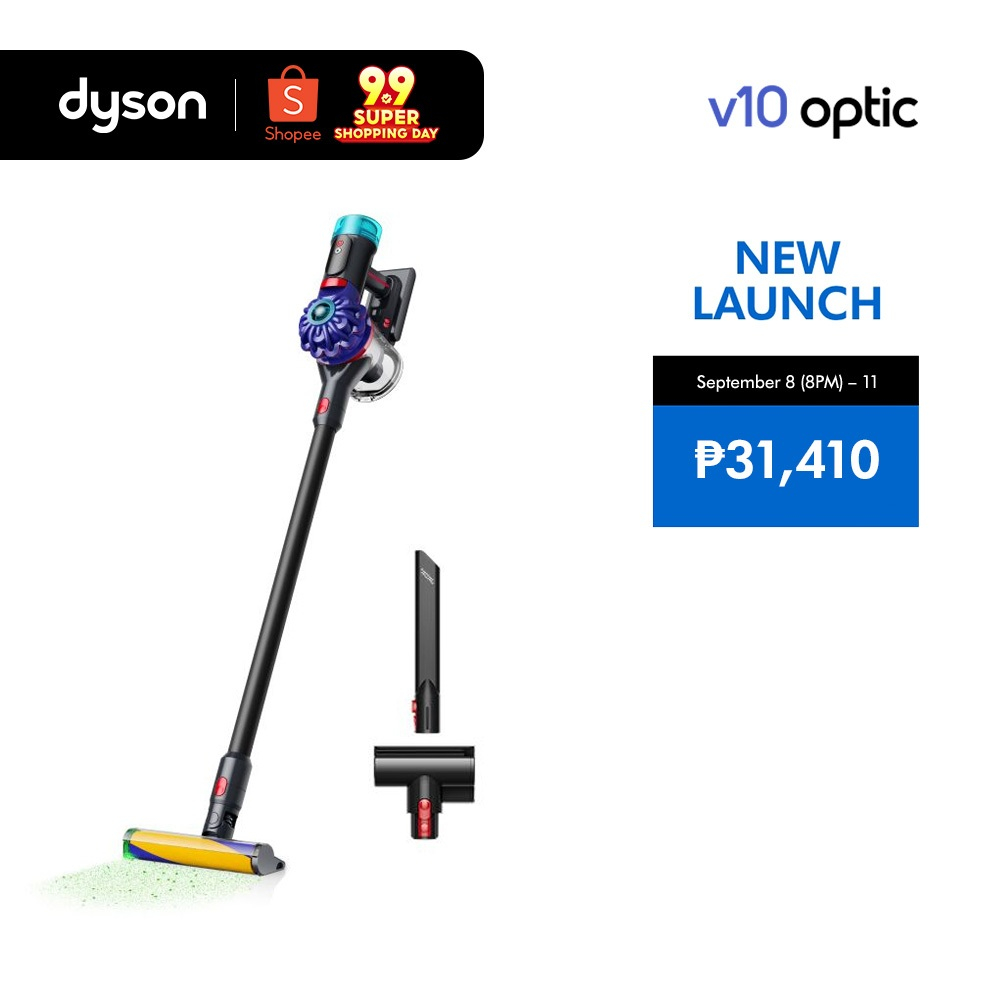 Dyson V10 Optic Powerful Vacuum Cleaner | 3-in-1 with dock | Illuminates Hidden Dust | 150Airwatts