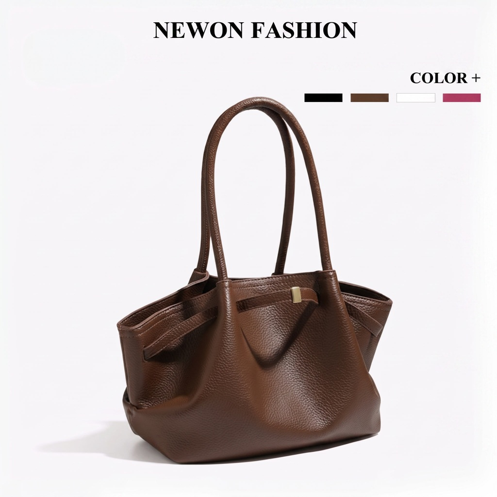Handheld Large Capacity Tote Bag for Women Korean Trendy Leather Shoulder Bags Niche Simple Totebags