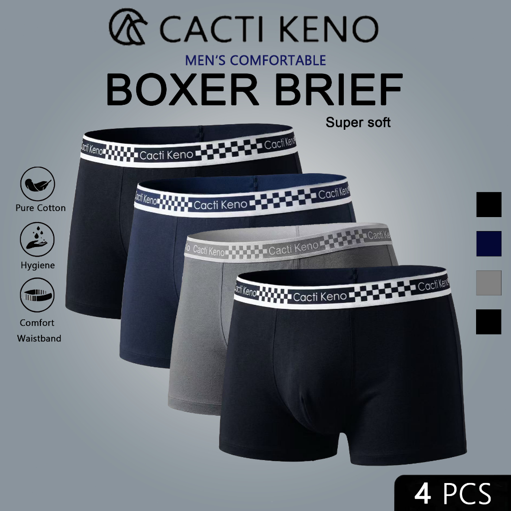 4 Pcs Cacti Keno Boxer Brief for Men Cotton Boxer for Men Breathable Boxer Shorts for Men M-3XL