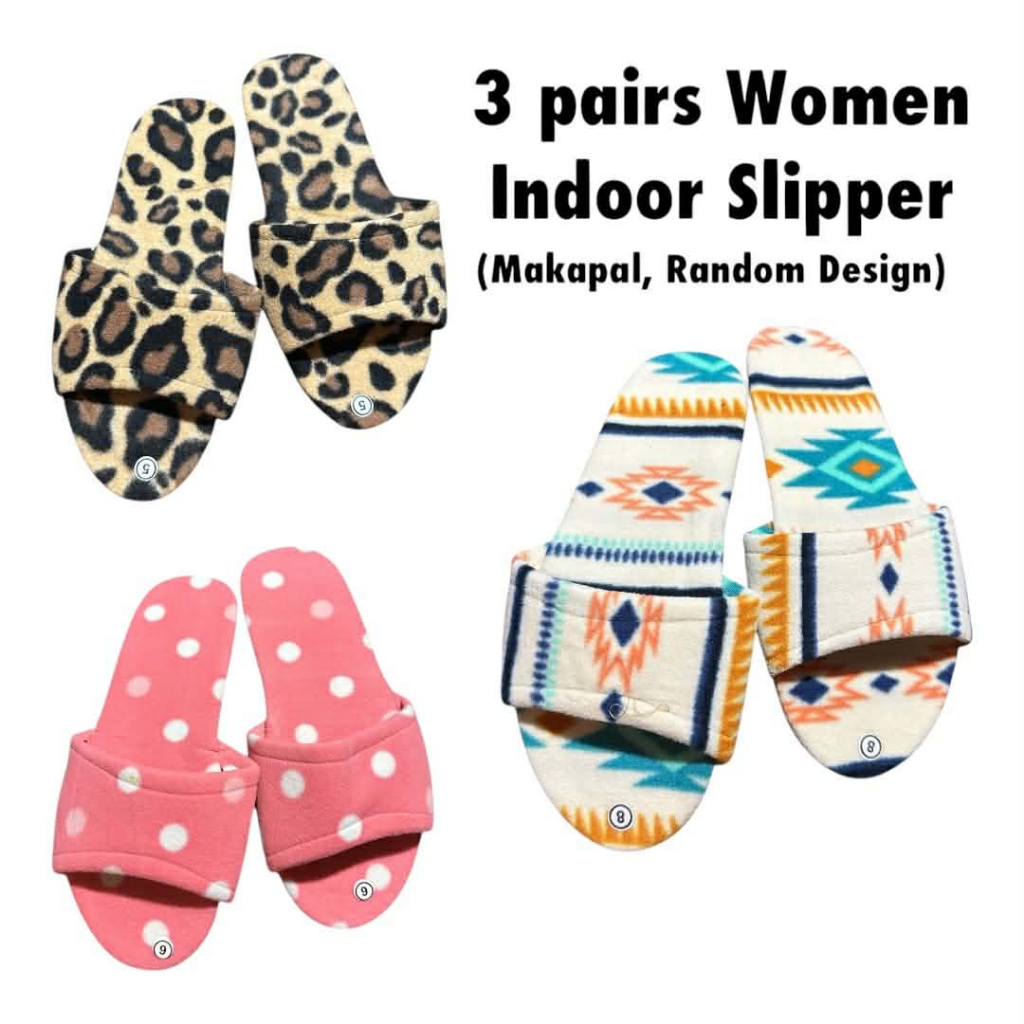 3 PAIRS For 100 WOMEN INDOOR SLIPPERS | HOUSE SLIPPER | BEDROOM SLIPPER | TSINELAS PAMBAHAY ALPOMBRA