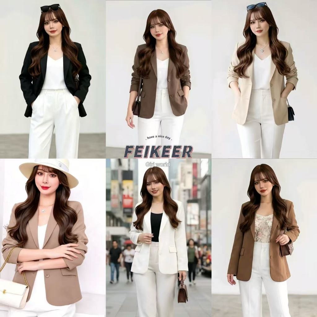 FEIKEER Formal Blazer for Women Long Sleeve With Pockets Vintage Colors Fit S-3XL