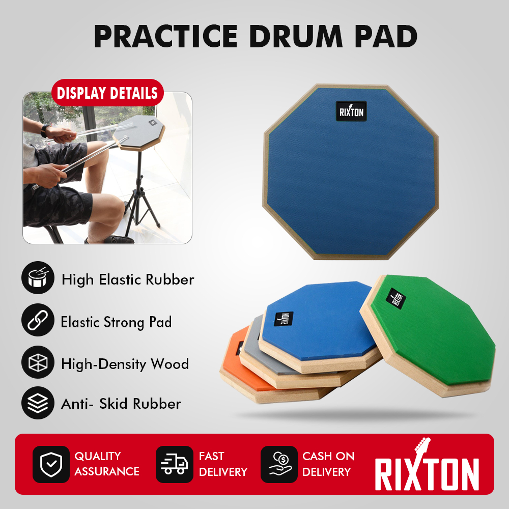 RIXTON Practice Drum Pad Training Drum for Beginners and Jazz Drums Rubber Wooden Dumb Drum 8Inch