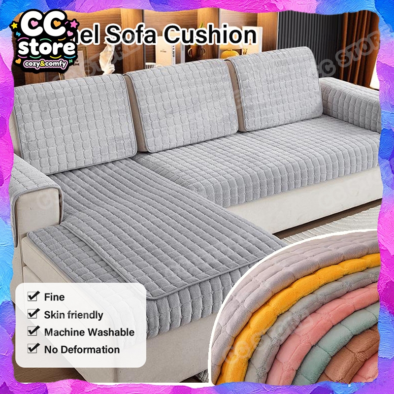 Velvet Sofa Pad Cushion Thicken Sofa Cover Anti-slip Sofa Cover Plush Sofa Protector Seat Cover