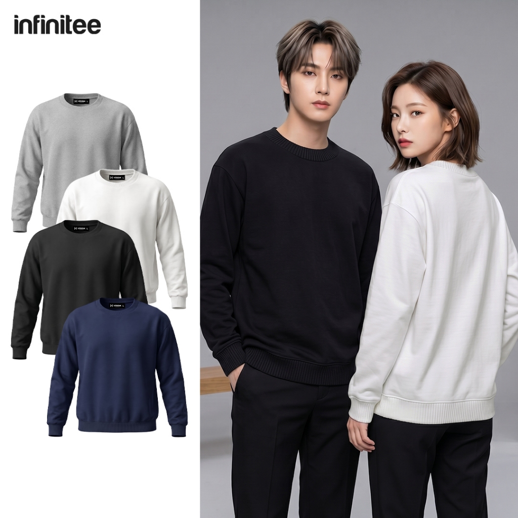 Infinitee Nagomi Classic Pullover Premium French Terry Crewneck Sweatshirt for Men Women