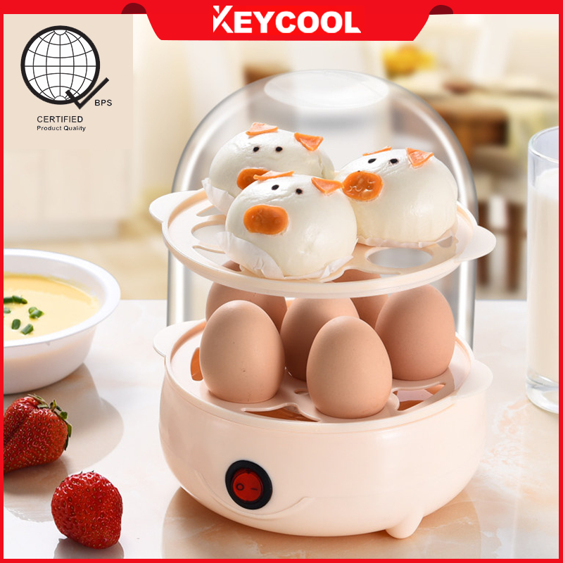 Keycool 2Layer Multifunctional Egg Boiler Egg Steamer Rapid Heat Egg Cooker Portable Breakfast Maker