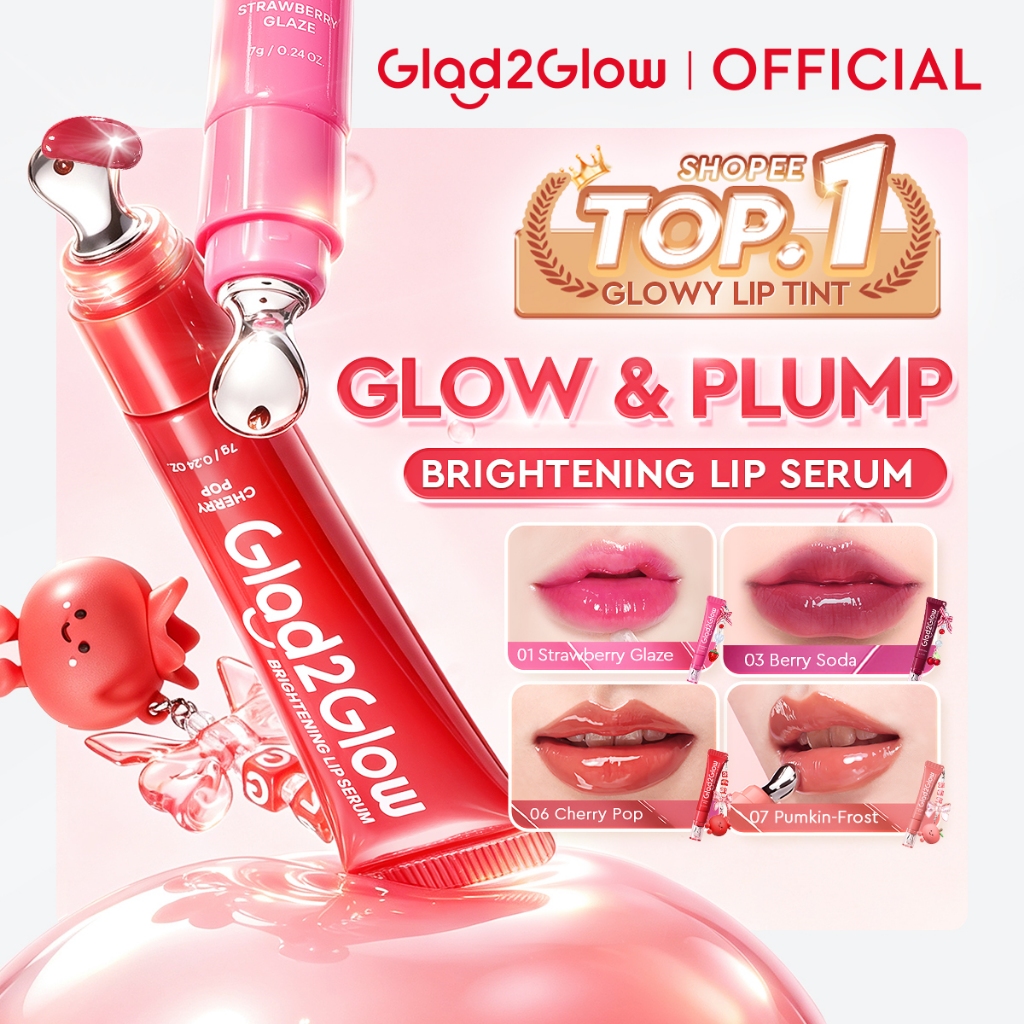 [TOP&HOT] Glad2Glow 3-IN-1 POUT CANDY Lip Serum Vitamin C+E Brighten Lip Tint Lip Plumping Lipstick