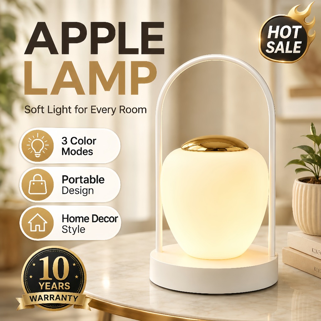Yowxii 3 Colors Desk Lamp Touch Sensor Table Lamp Shade Bedroom Night LightHandheld Apple LED Light