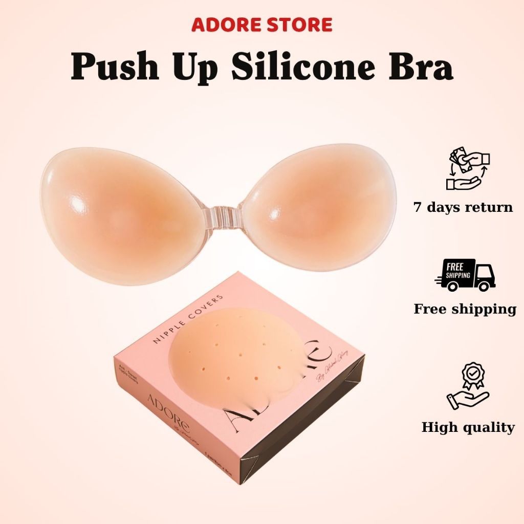 ADORE Reusable Silicone Nipple Cover Push Up Invisible Stick On Sticky Bra