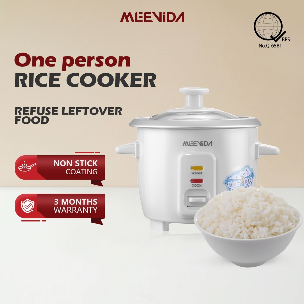 MEEVIDA 0.4L Mini Rice Cooker Non Stick Inner Pot Multi Functional Fast Cooking And Insulation Rice