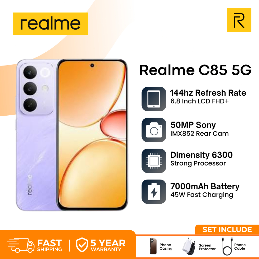 Realme C85 5G (8GB+256GB) Smartphone | 70roof | 6.8" 144Hz Disp00mAh Titan Battery | IP69 Pro Waterp