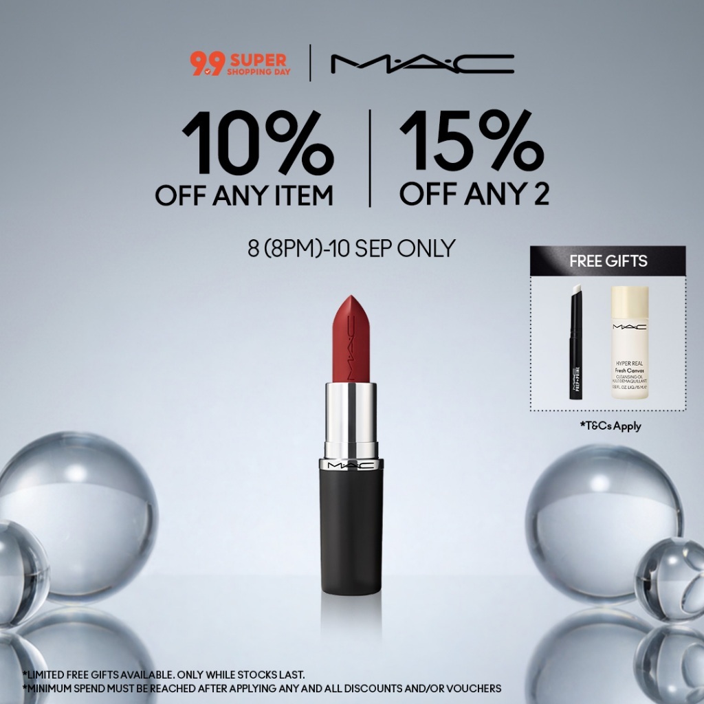 MAC Macximal Sleek Satin Lipstick sleek satin finish 8HR hydration pigment rich colour