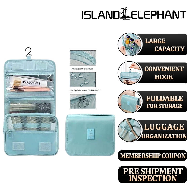 ISLAND ELEPHANT Toiletries Organizer Make Up Pouch Travel Essential Kit Hanging Waterproof