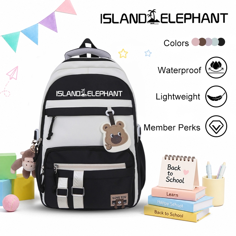 ISLAND ELEPHANT Waterproof Backpack Large Capacity School Bag for Women and Students