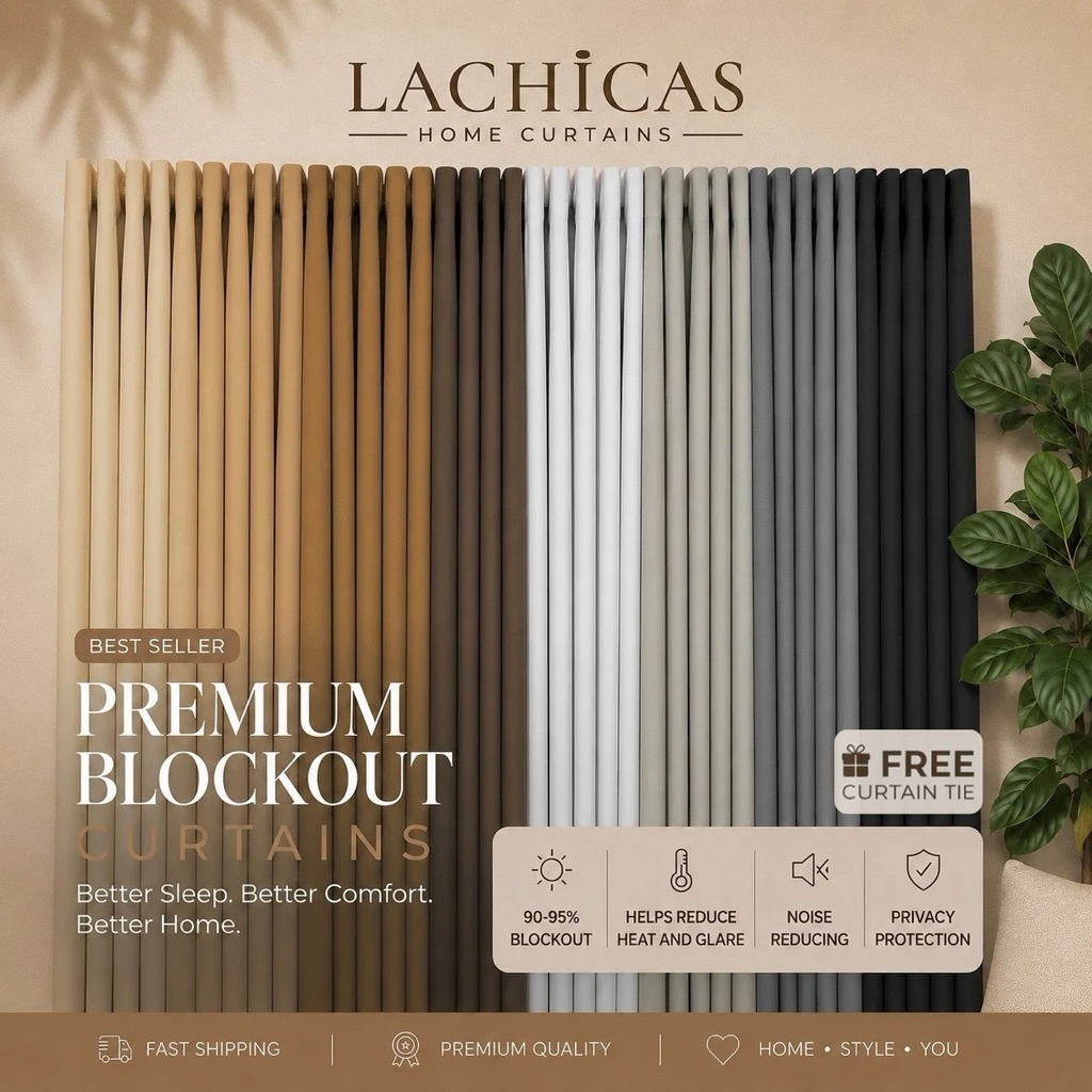 BLOCKOUT HIGH QUALITY Dimmer Bedroom Curtains Mocha Light Beige Grey Modern Ring Curta