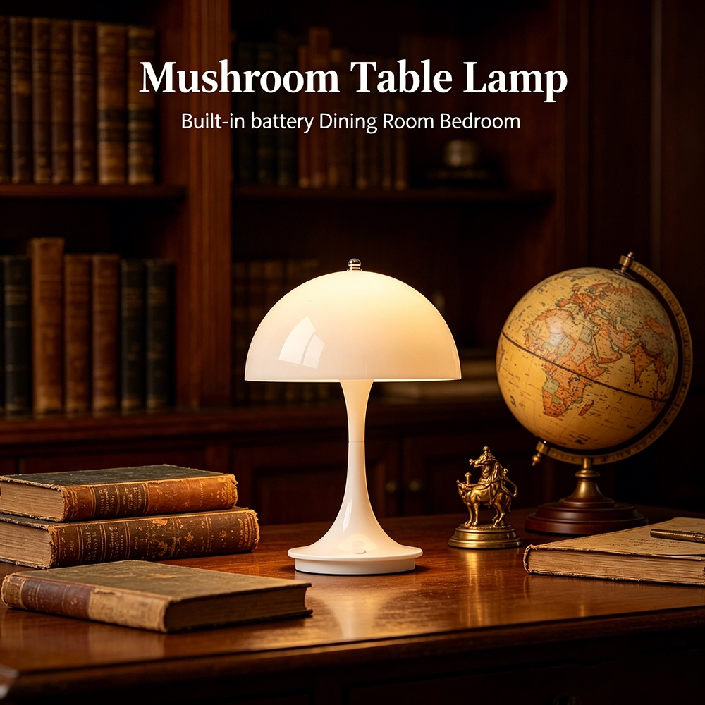 Cute LED Mushroom Table Lamp USB Rechargeable Dimmable Flower Bud Night Light Portable Bedside Lamp