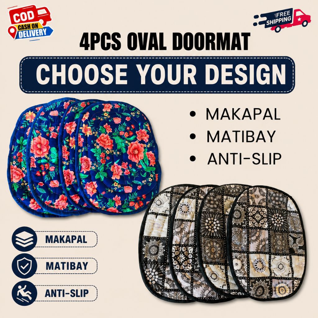 4PCS Oval Doormat Makapal | Absorbent Floor Mat | Anti-Slip Basahan sa Paa(CHOOSE YOUR DESIGN)