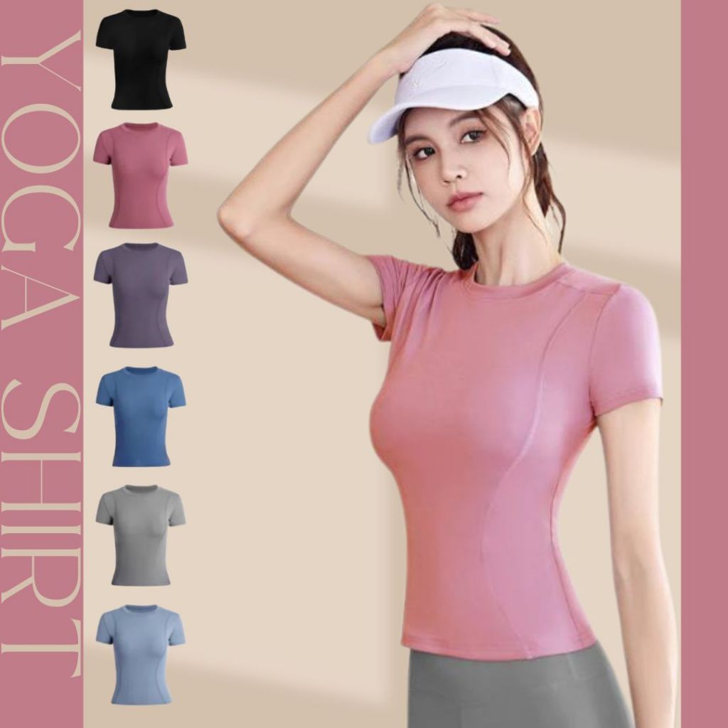 Slimfit Basic Yoga Shirt Quick Dry Short Sleeve Sports Top Gym Wear Activewear for Women