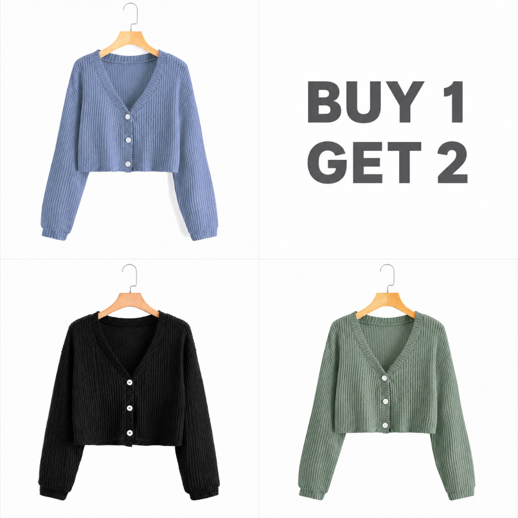 Buy 1 Take 2 MYMP Women's Long Sleeve V Neck Croptops Cardigan Blazer for Women Waffle Knit