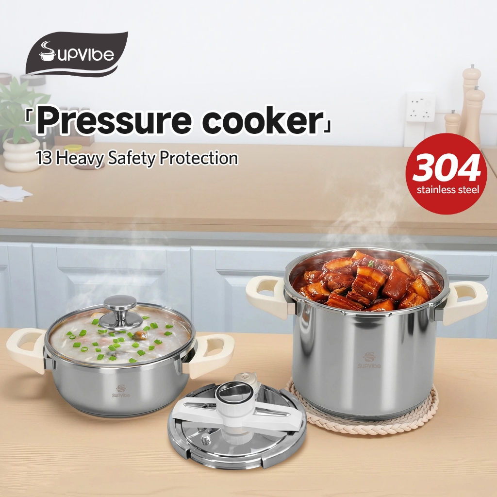 SUPVIBE 4L/7L Proof 304 Stainless Steel Pressure Cooker With Lid Explosion For All Stoves