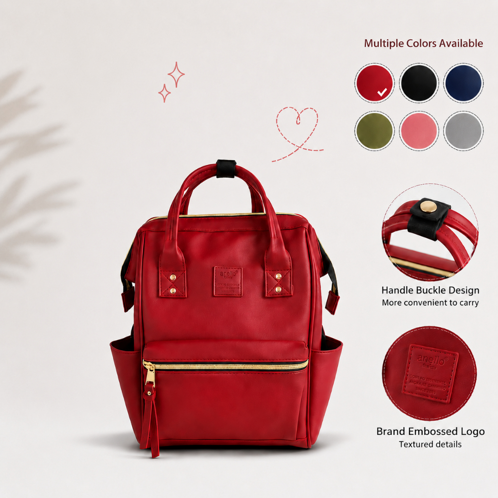 ❖Cindy chen✦ 17 Inches Anello Leather Backpack Women Multi Pocket Water Resistant Travel School Bag