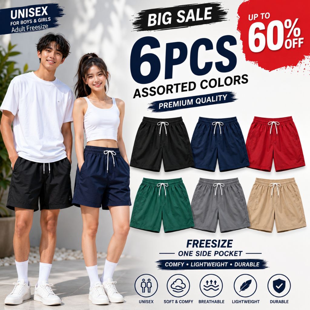 3/5/6/10pcs New Trending Fashion Shorts Adult and kids Unisex freesize