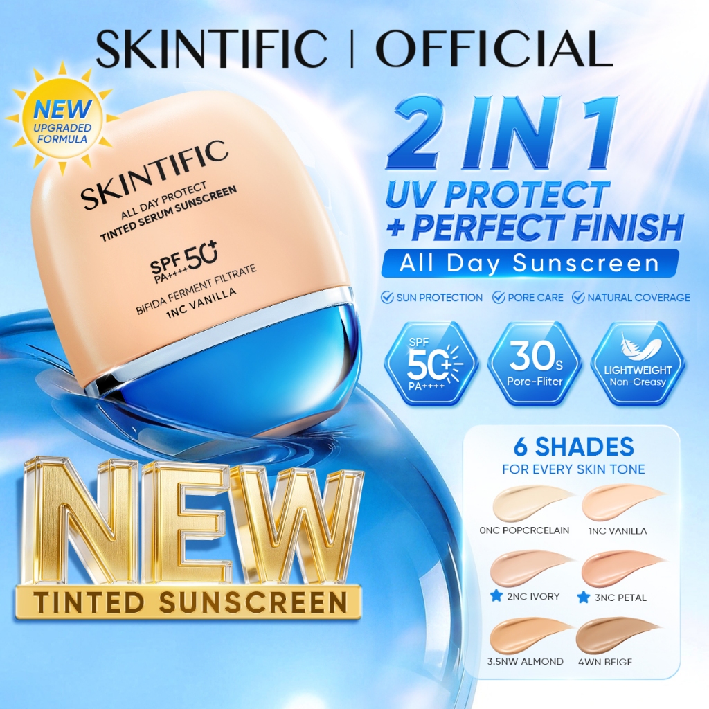 <8.20 NEW LAUNCH>SKINTIFIC All Day Protect 3 in 1Tinted Serum Foundation Sunscreen SPF50+ PA++++