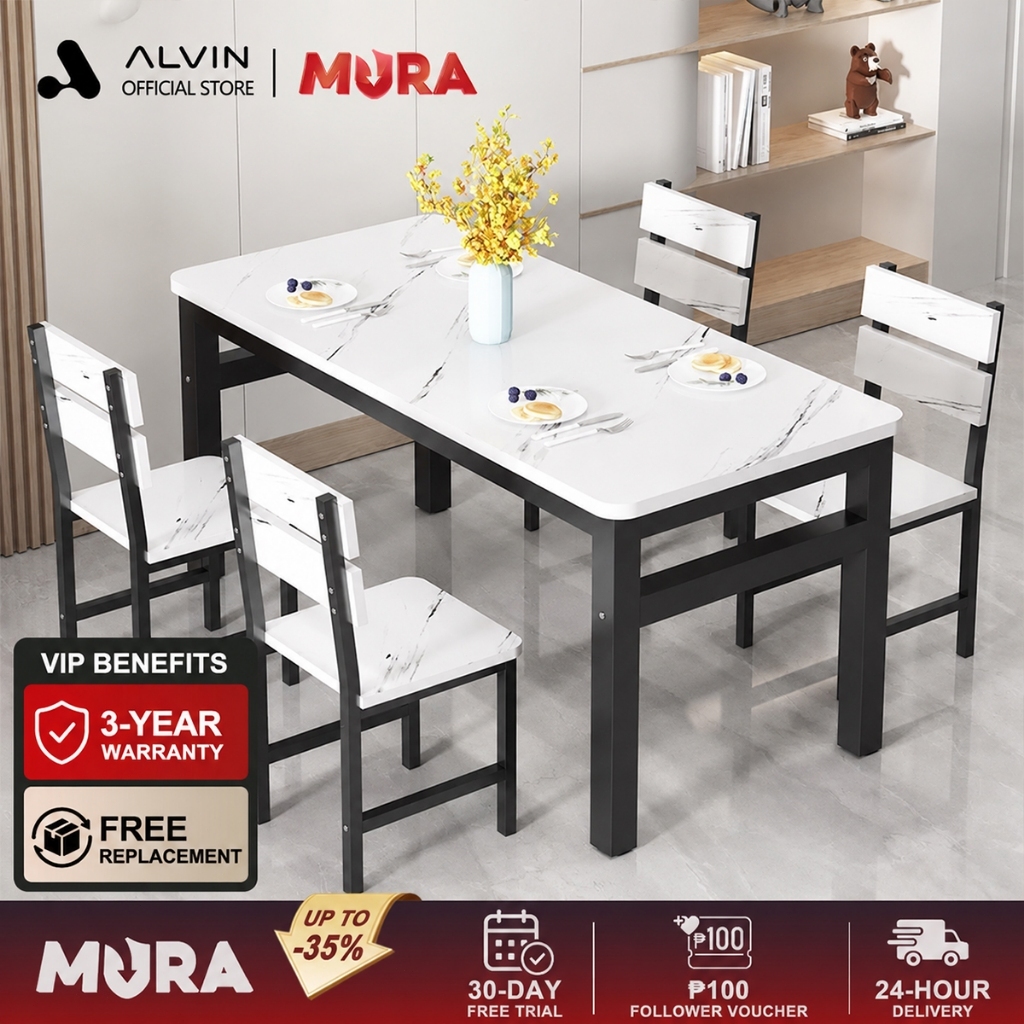 ALVIN Dining Table And Chairs Combination 1 Table 4 Chairs Restaurant Home Type Dining Table
