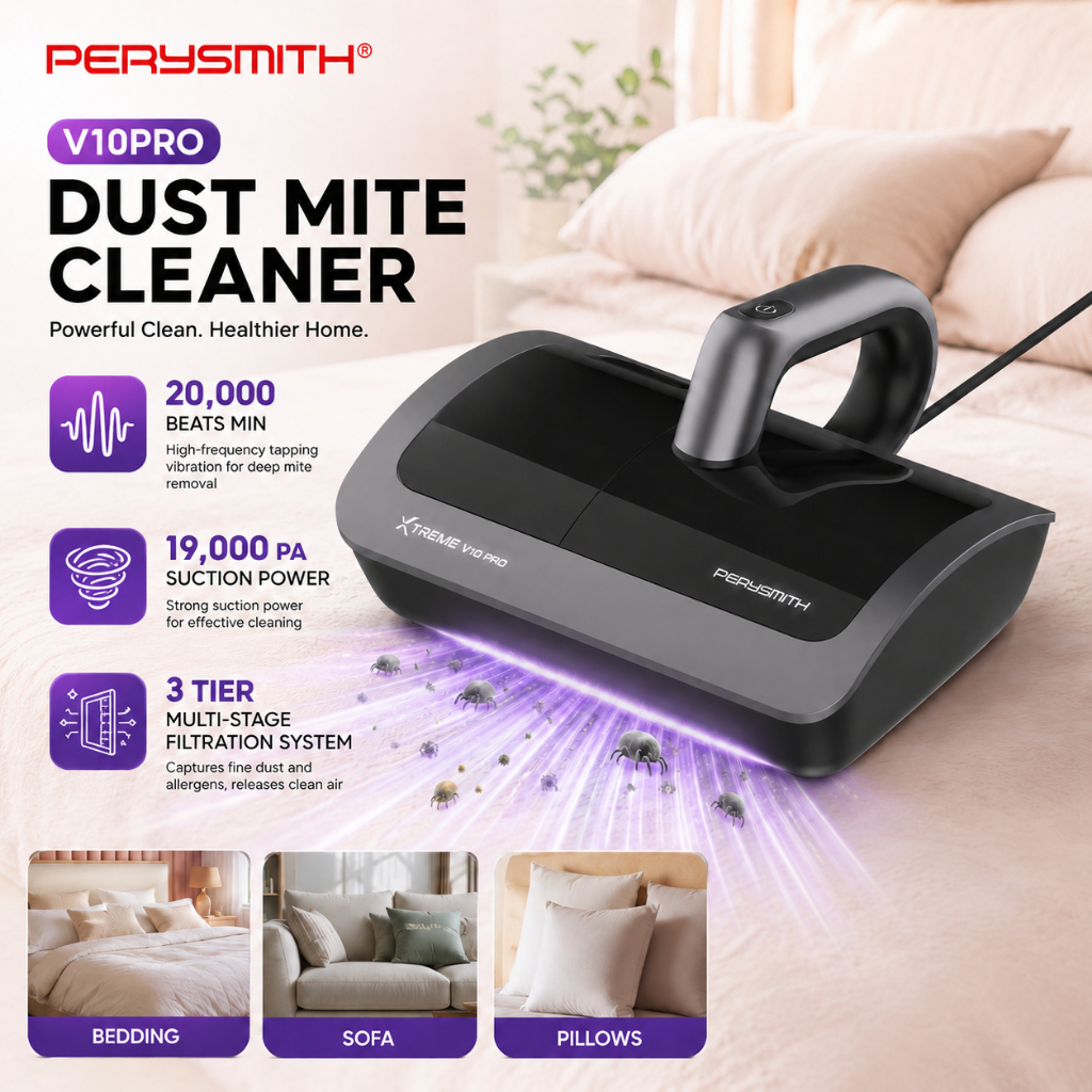 [M]PerySmith V10PRO Dust Mite Vacuum Cleaner For Bed and Sofa With UV Light Sterilize Anti-Mite 700W