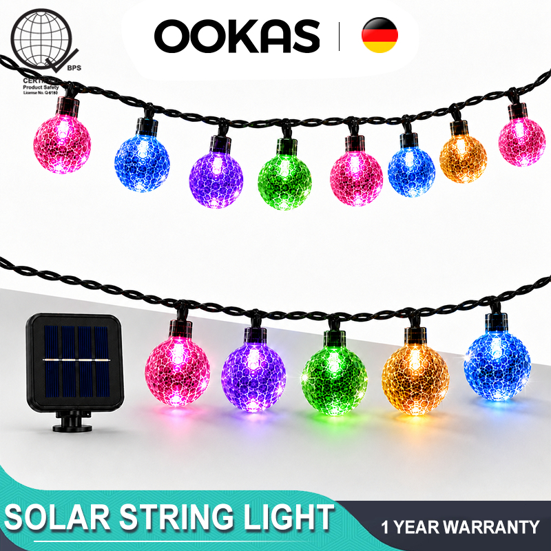 OOKAS 5/7/12M LED Solar String Light Outdoor Waterproof Christmas Decorations Fairy Lights For Room