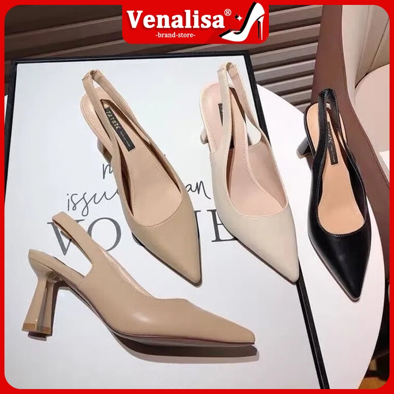 Venalisa Korean High Heels Sandals Cone High Heels Leather Work Temperament Wedding Office High Heel